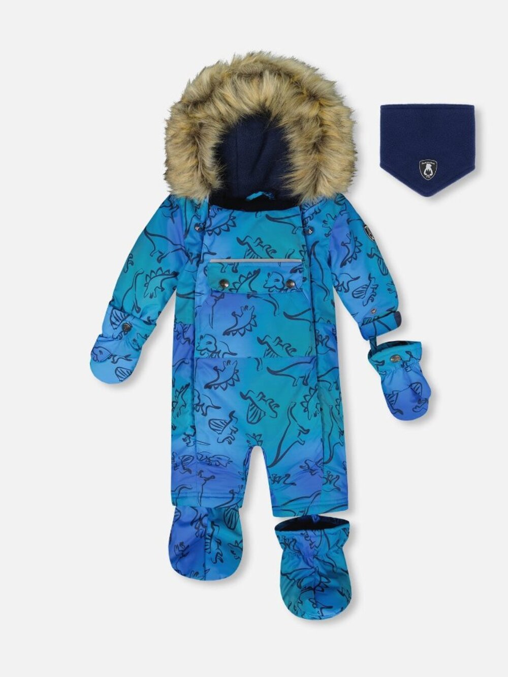 Deux par Deux One-Piece Baby Play Snowsuit Designed For Car Seat Blue Gradient D
